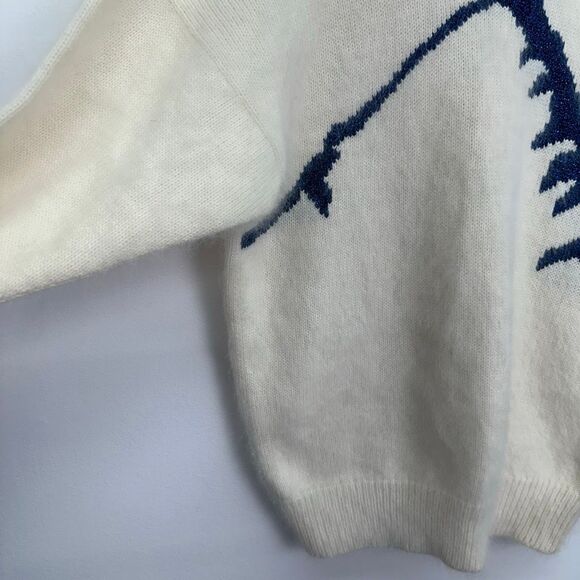 Jane Smith Aspen Women’s Wool Navy Blue Sparkle Mountain Novelty Turtleneck Swea - Picture 8 of 14